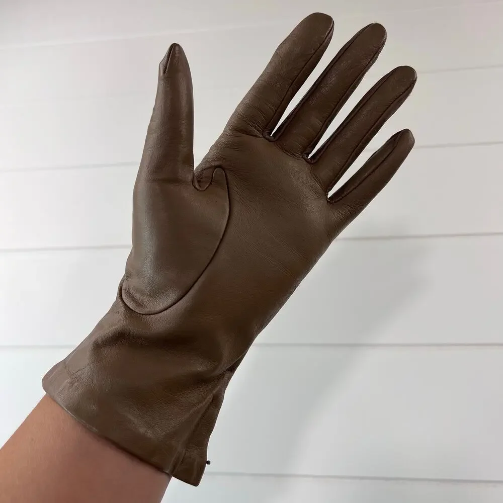 Grandoe Vintage Light brown Women’s leather Gloves Size 7.5